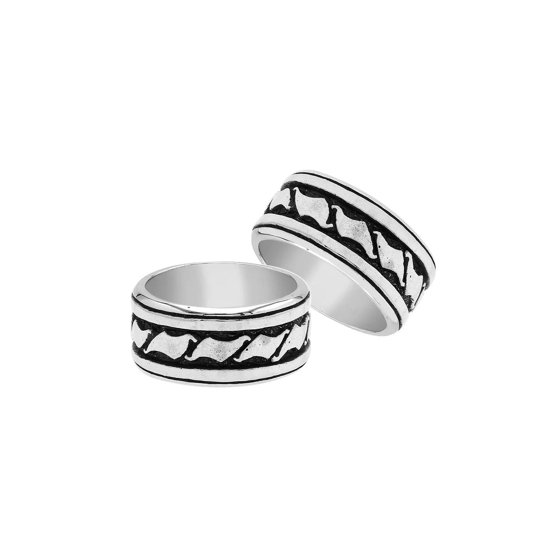 AR-1123-S-10 Sterling Silver Ring With Plain Silver Jewelry Bali Designs Inc 