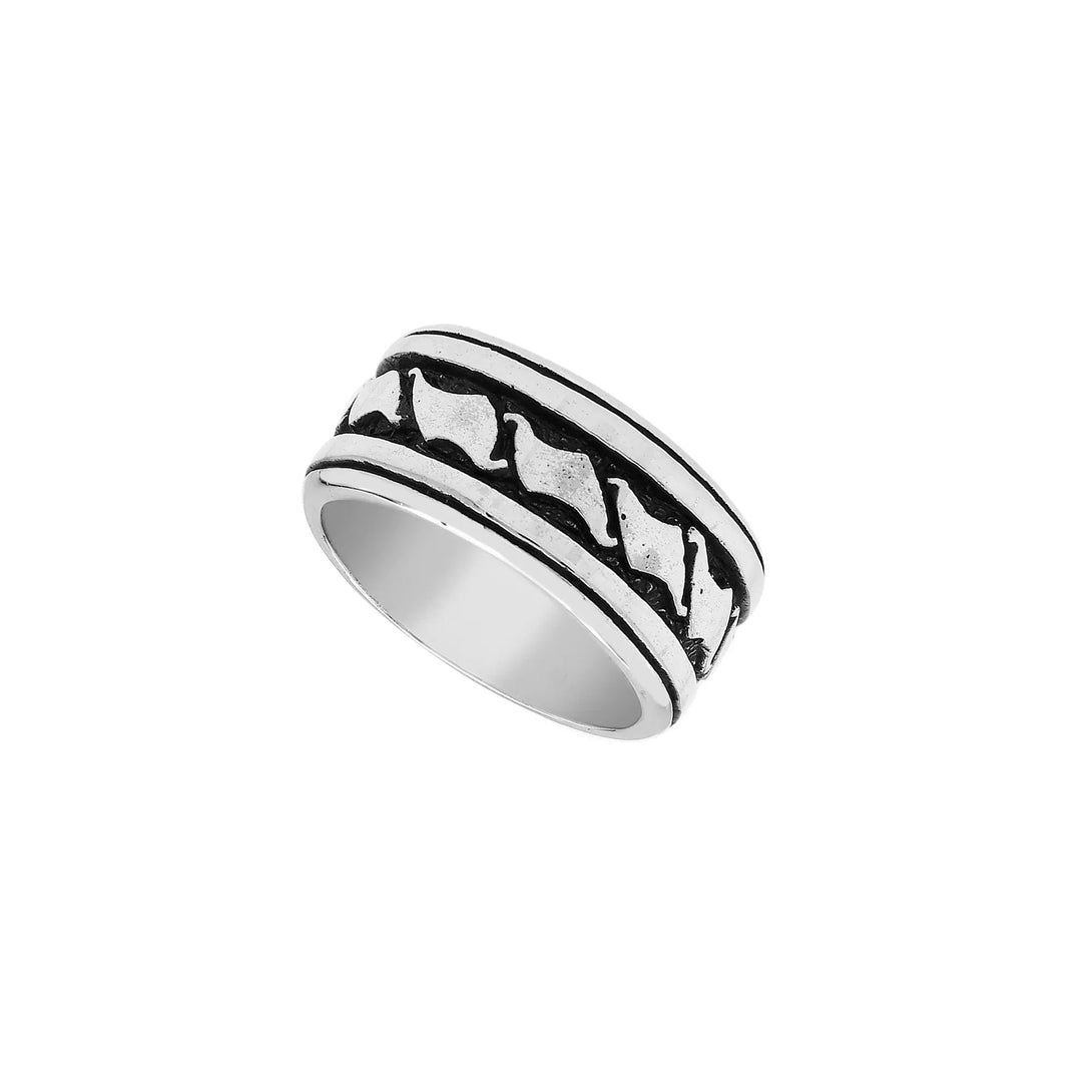 AR-1123-S-10 Sterling Silver Ring With Plain Silver Jewelry Bali Designs Inc 