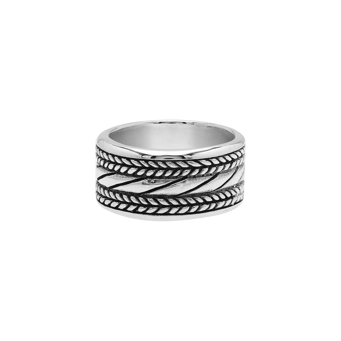 AR-1124-S-10 Sterling Silver Ring With Plain Silver Jewelry Bali Designs Inc 