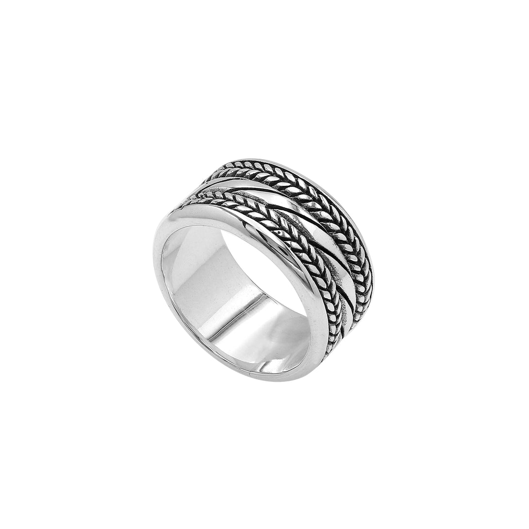 AR-1124-S-10 Sterling Silver Ring With Plain Silver Jewelry Bali Designs Inc 