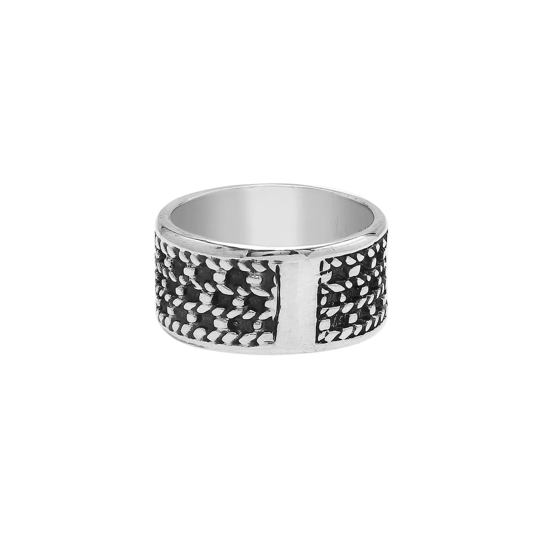 AR-1128-S-10 Sterling Silver Ring With Plain Silver Jewelry Bali Designs Inc 