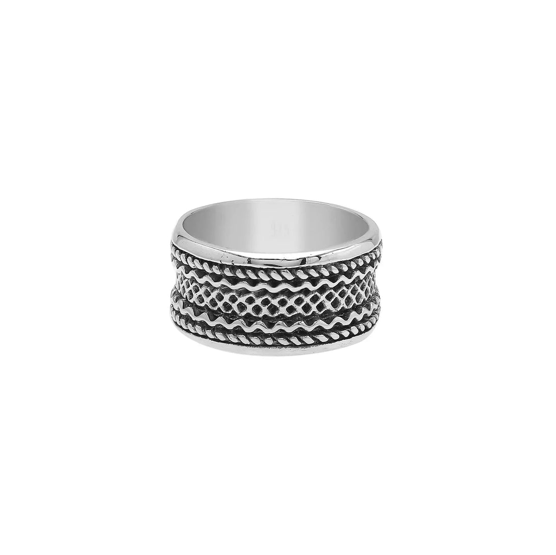 AR-1129-S-10 Sterling Silver Ring With Plain Silver Jewelry Bali Designs Inc 