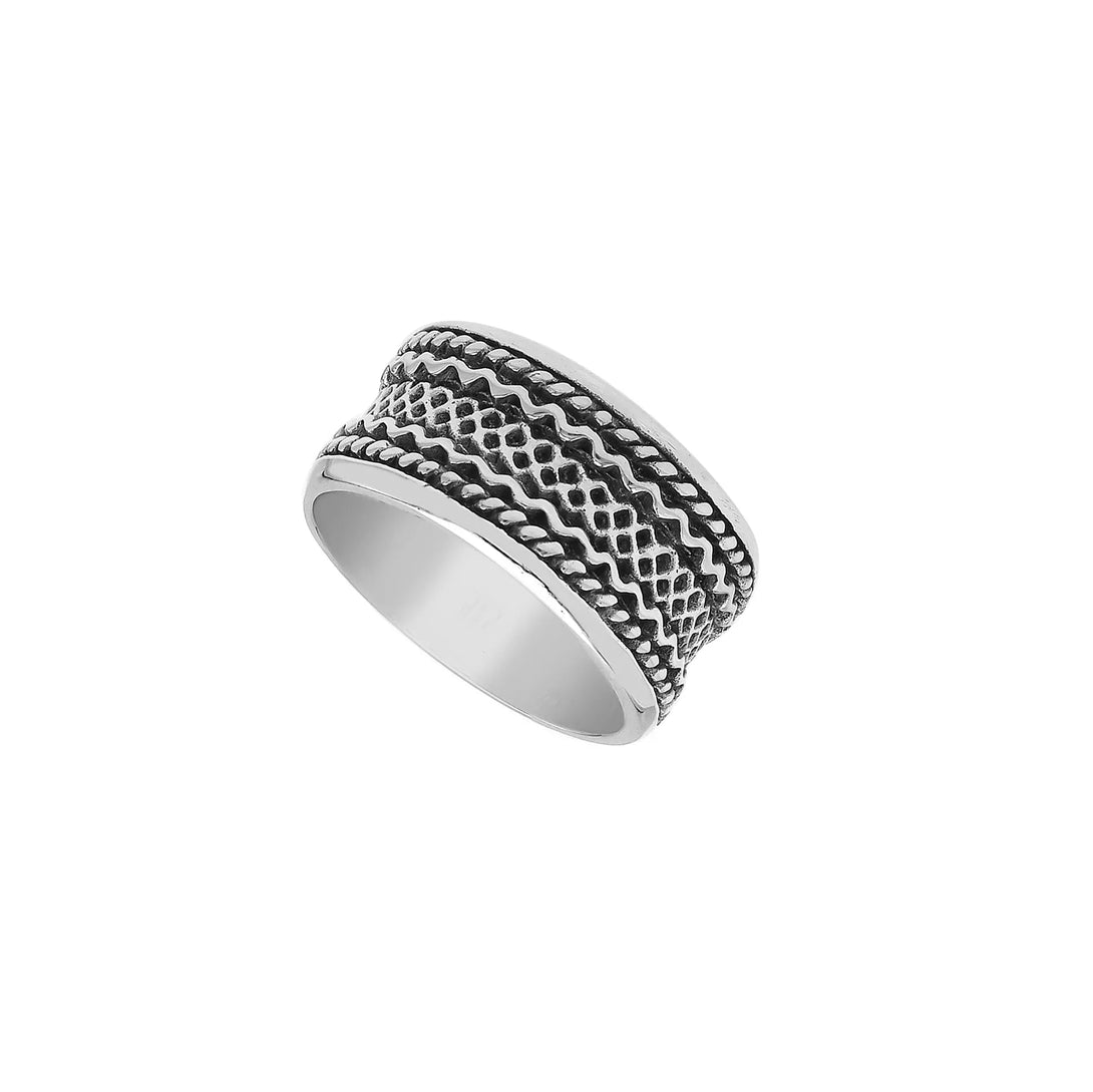 AR-1129-S-10 Sterling Silver Ring With Plain Silver Jewelry Bali Designs Inc 