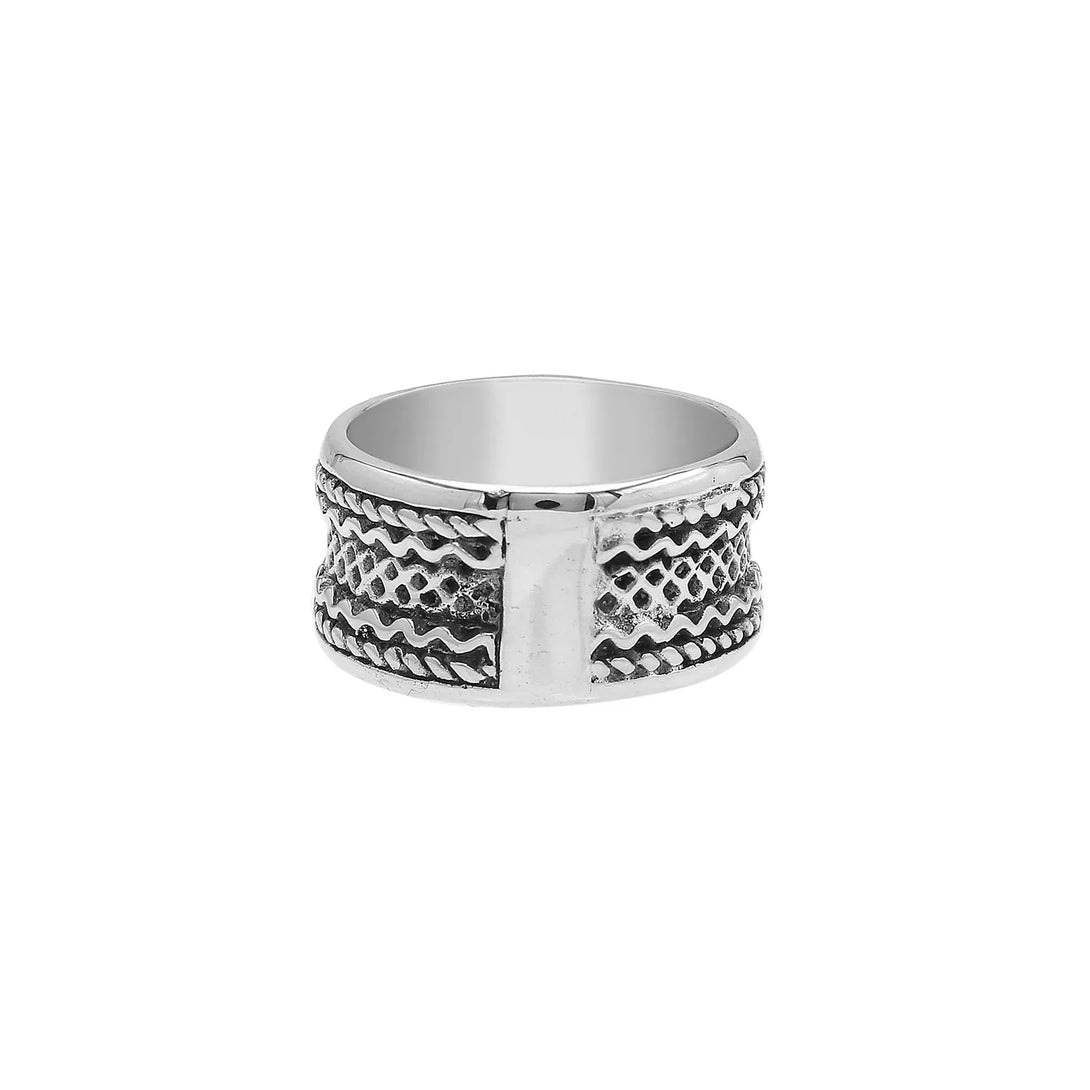 AR-1129-S-10 Sterling Silver Ring With Plain Silver Jewelry Bali Designs Inc 