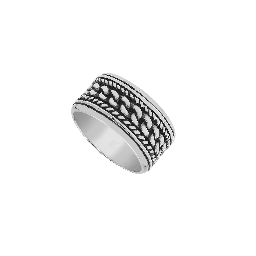 AR-1133-S-10 Sterling Silver Ring With Plain Silver Jewelry Bali Designs Inc 