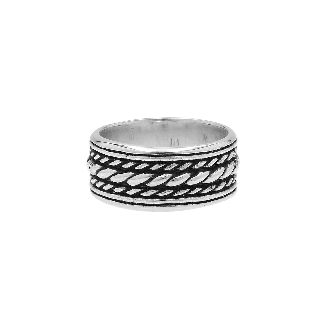 AR-1136-S-10 Sterling Silver Ring With Plain Silver Jewelry Bali Designs Inc 