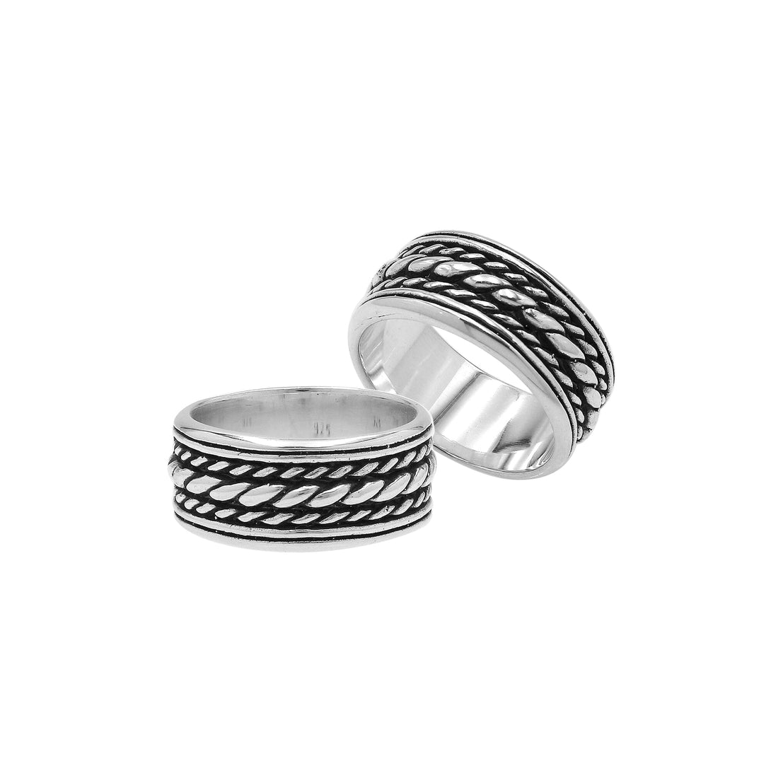 AR-1136-S-10 Sterling Silver Ring With Plain Silver Jewelry Bali Designs Inc 