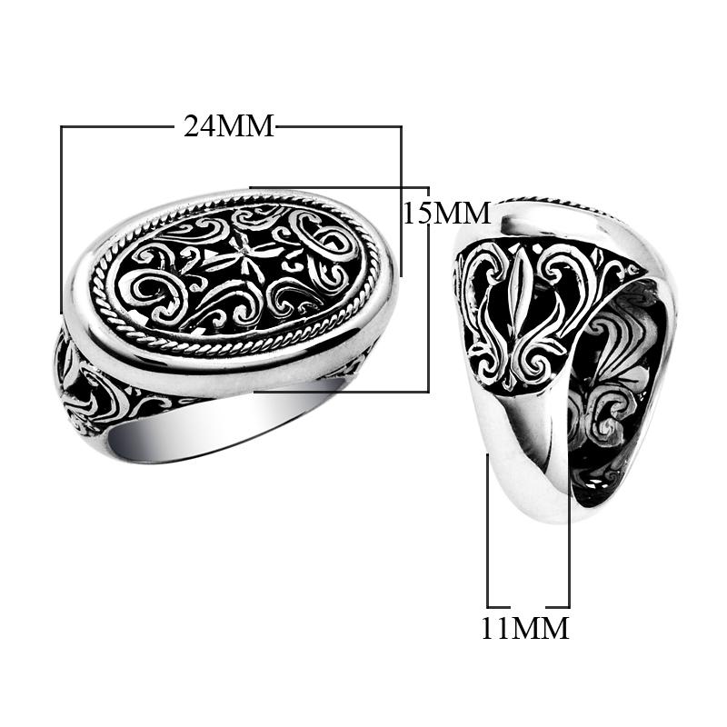 AR-6004-S-5" Sterling Silver Beautiful Design Oval Shape Ring With Plain Silver Jewelry Bali Designs Inc 