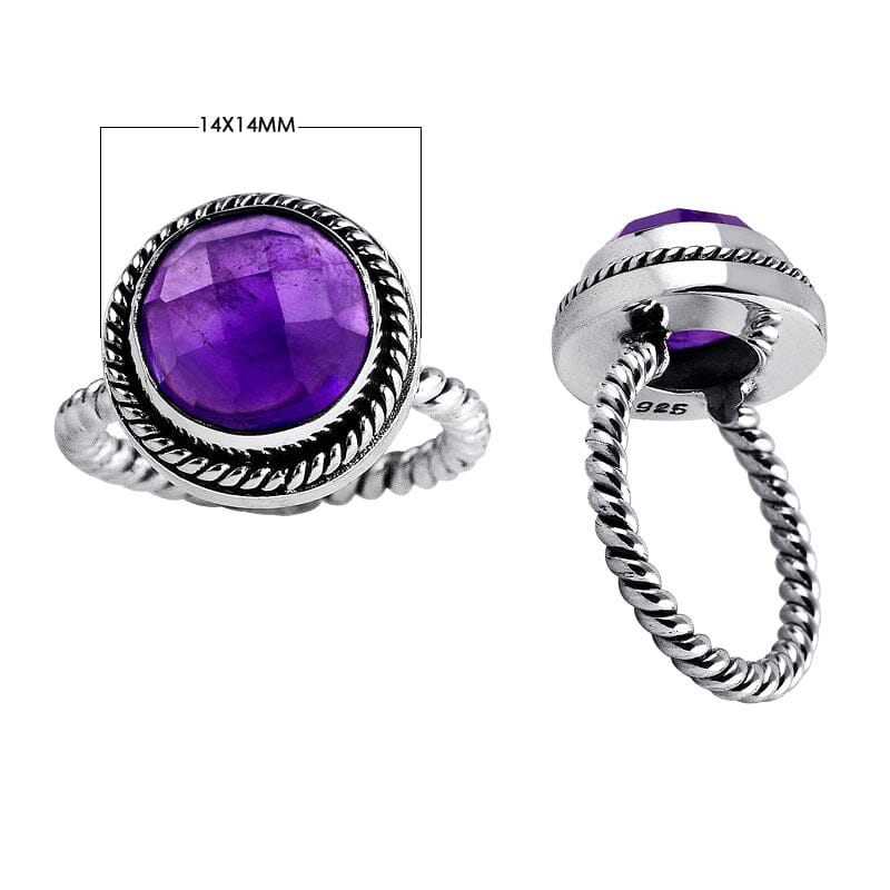 AR-6019-AM-5 Sterling Silver Ring With Amethyst Q. Jewelry Bali Designs Inc 