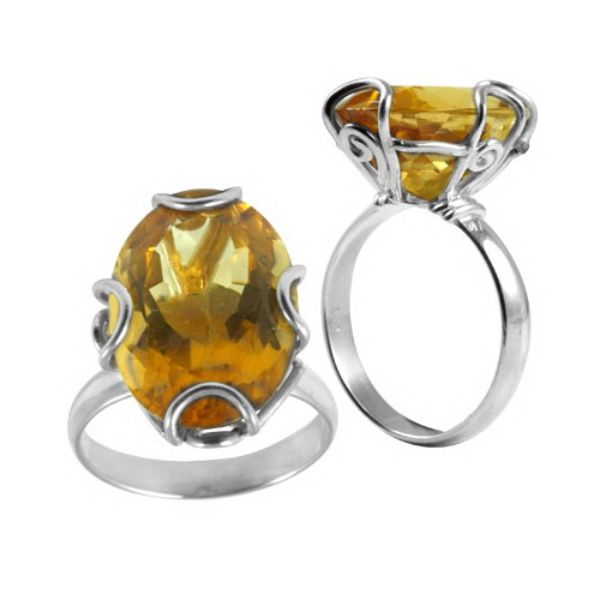 AR-6068-CT-6" Sterling Silver Ring With Citrine Q. Jewelry Bali Designs Inc 