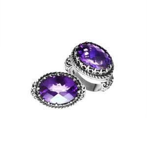 AR-6138-AM-7" Sterling Silver Ring With Amethyst Q. Jewelry Bali Designs Inc 