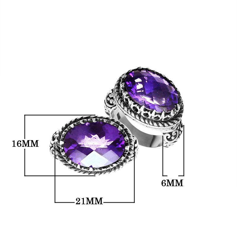 AR-6138-AM-7" Sterling Silver Ring With Amethyst Q. Jewelry Bali Designs Inc 