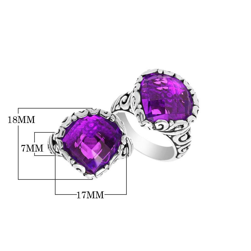 AR-6148-AM-6" Sterling Silver Ring With Amethyst Q. Jewelry Bali Designs Inc 