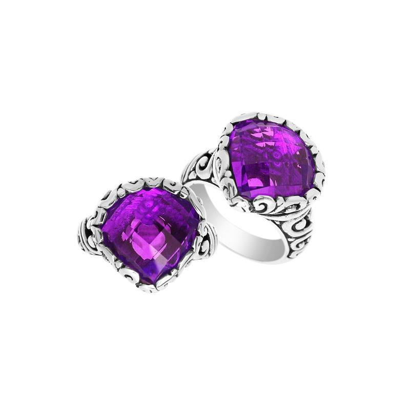 AR-6148-AM-6" Sterling Silver Ring With Amethyst Q. Jewelry Bali Designs Inc 