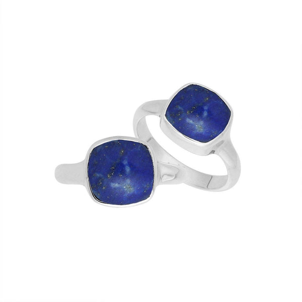 AR-6157-LP-6'' Sterling Silver Cushion Shape Ring With Lapis Jewelry Bali Designs Inc 