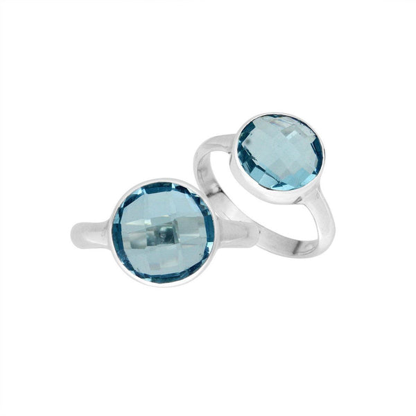 AR-6158-BT-6'' Sterling Silver Ring With Blue Topaz Q. Jewelry Bali Designs Inc 