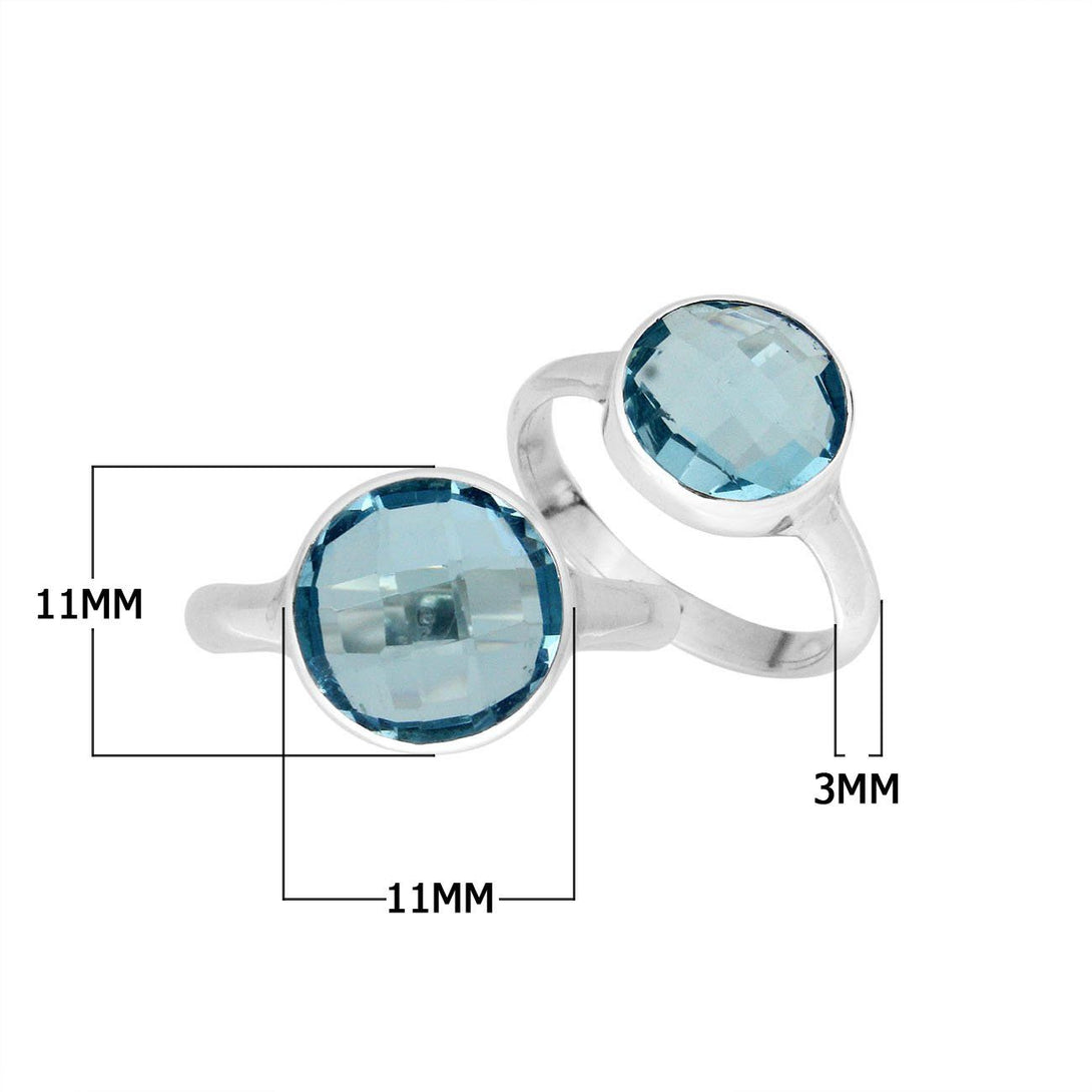 AR-6158-BT-6'' Sterling Silver Ring With Blue Topaz Q. Jewelry Bali Designs Inc 