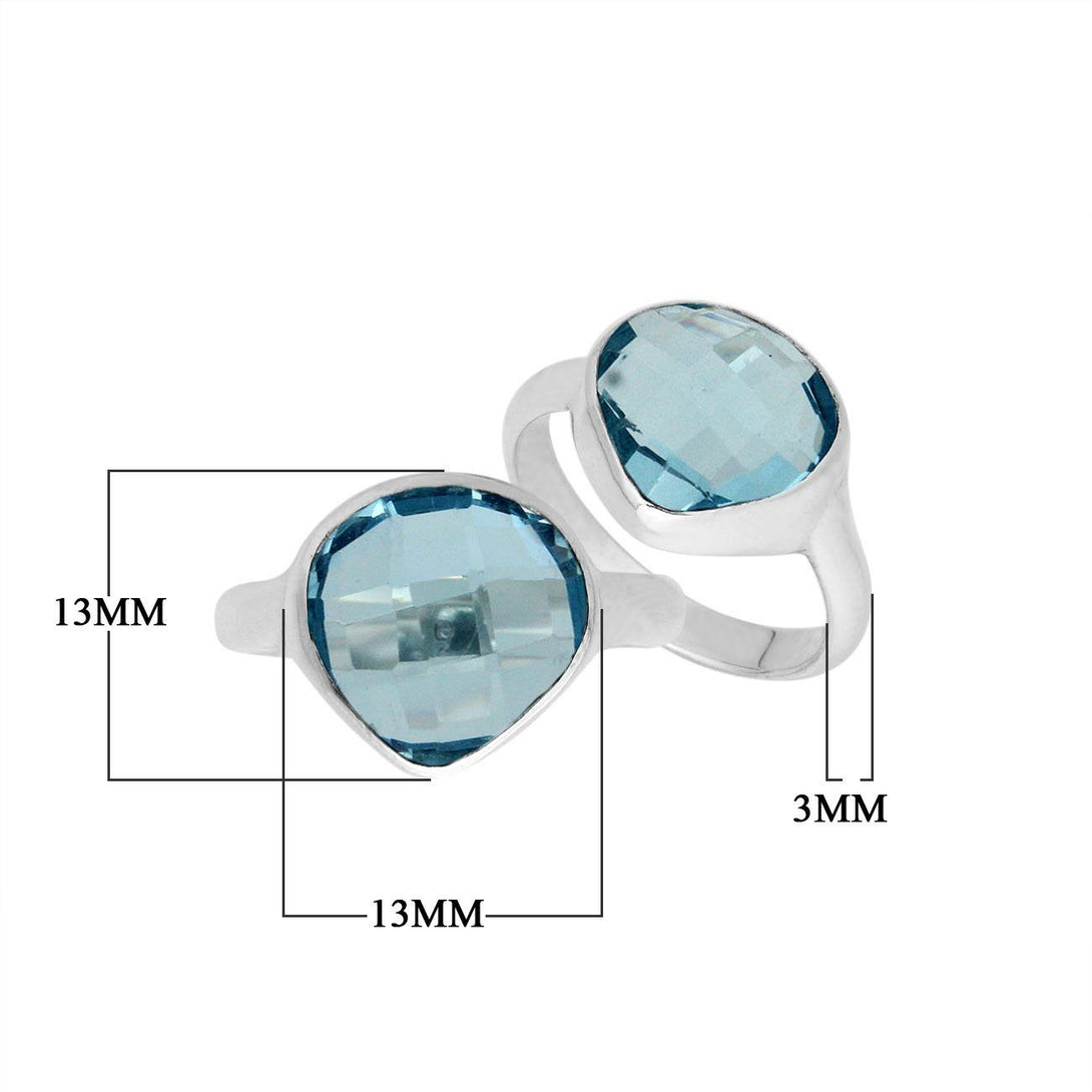 AR-6159-BT-6'' Sterling Silver Ring With Blue Topaz Q. Jewelry Bali Designs Inc 