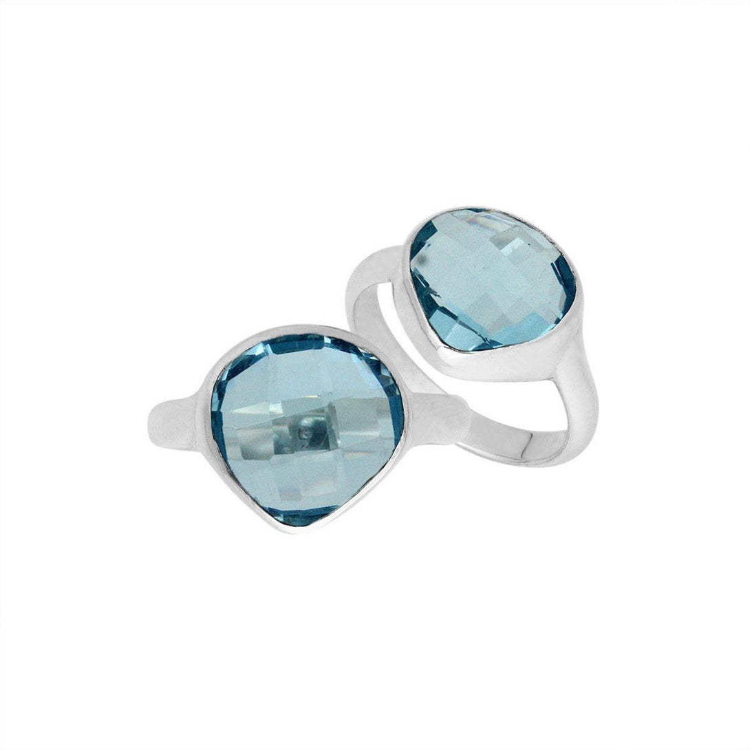 AR-6159-BT-6'' Sterling Silver Ring With Blue Topaz Q. Jewelry Bali Designs Inc 