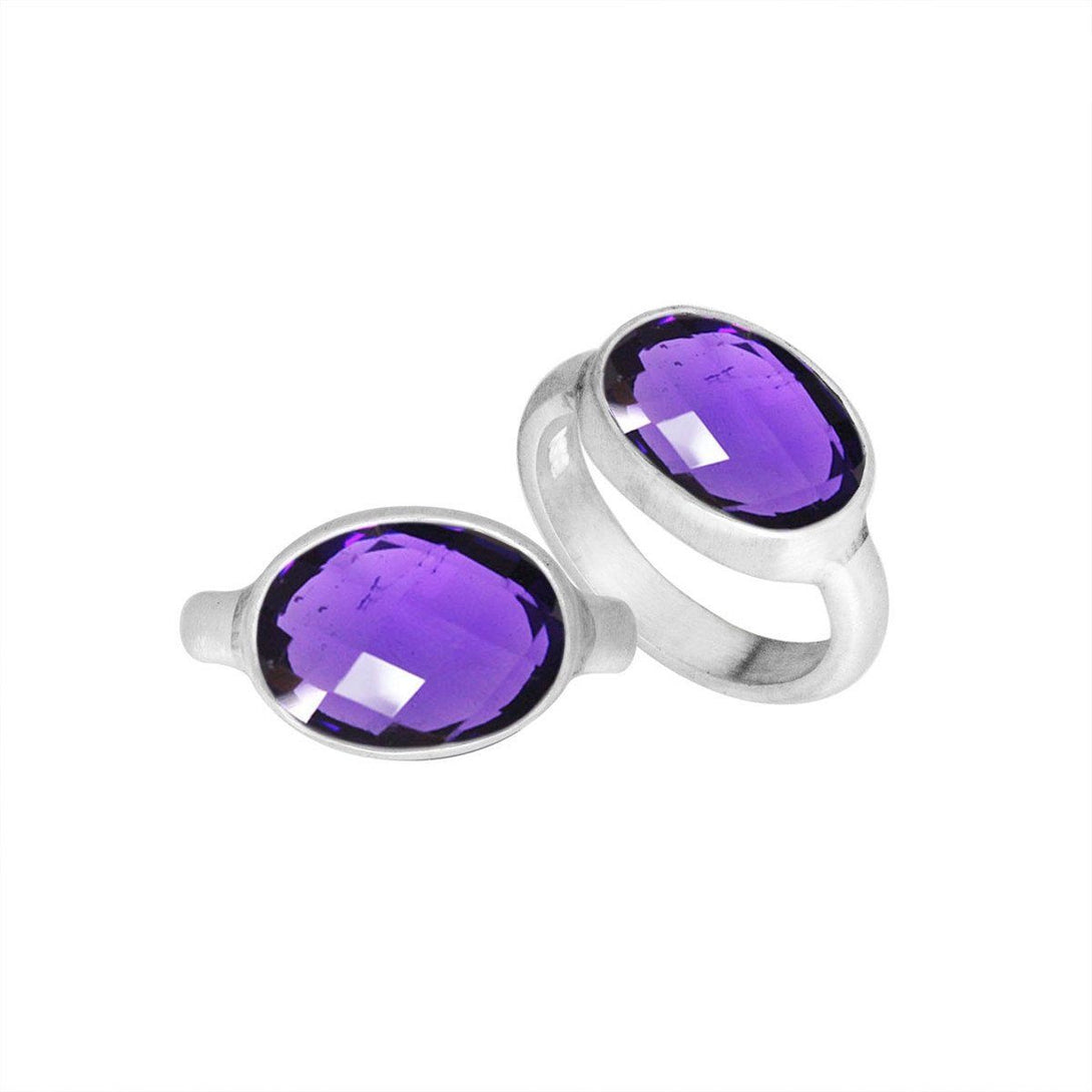 AR-6160-AM-6'' Sterling Silver Ring With Amethyst Q. Jewelry Bali Designs Inc 