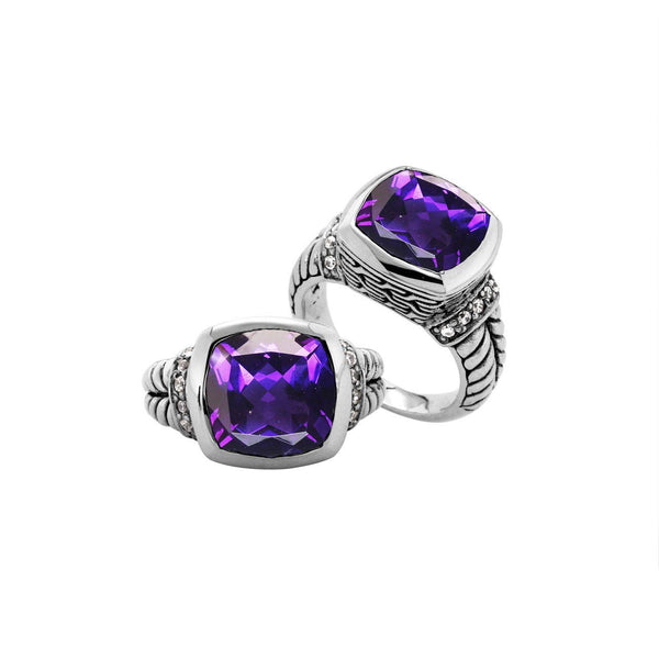 AR-6162-AM-6'' Sterling Silver Ring With Amethyst Q. Jewelry Bali Designs Inc 