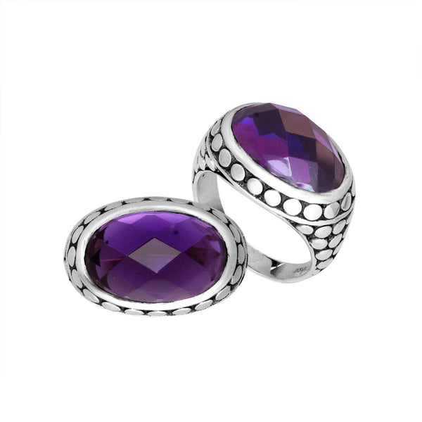 AR-6168-AM-6'' Sterling Silver Ring With Amethyst Q. Jewelry Bali Designs Inc 