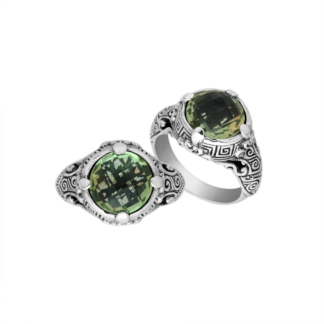 AR-6232-GAM-6" Sterling Silver Ring With Green Amethyst Q. Jewelry Bali Designs Inc 