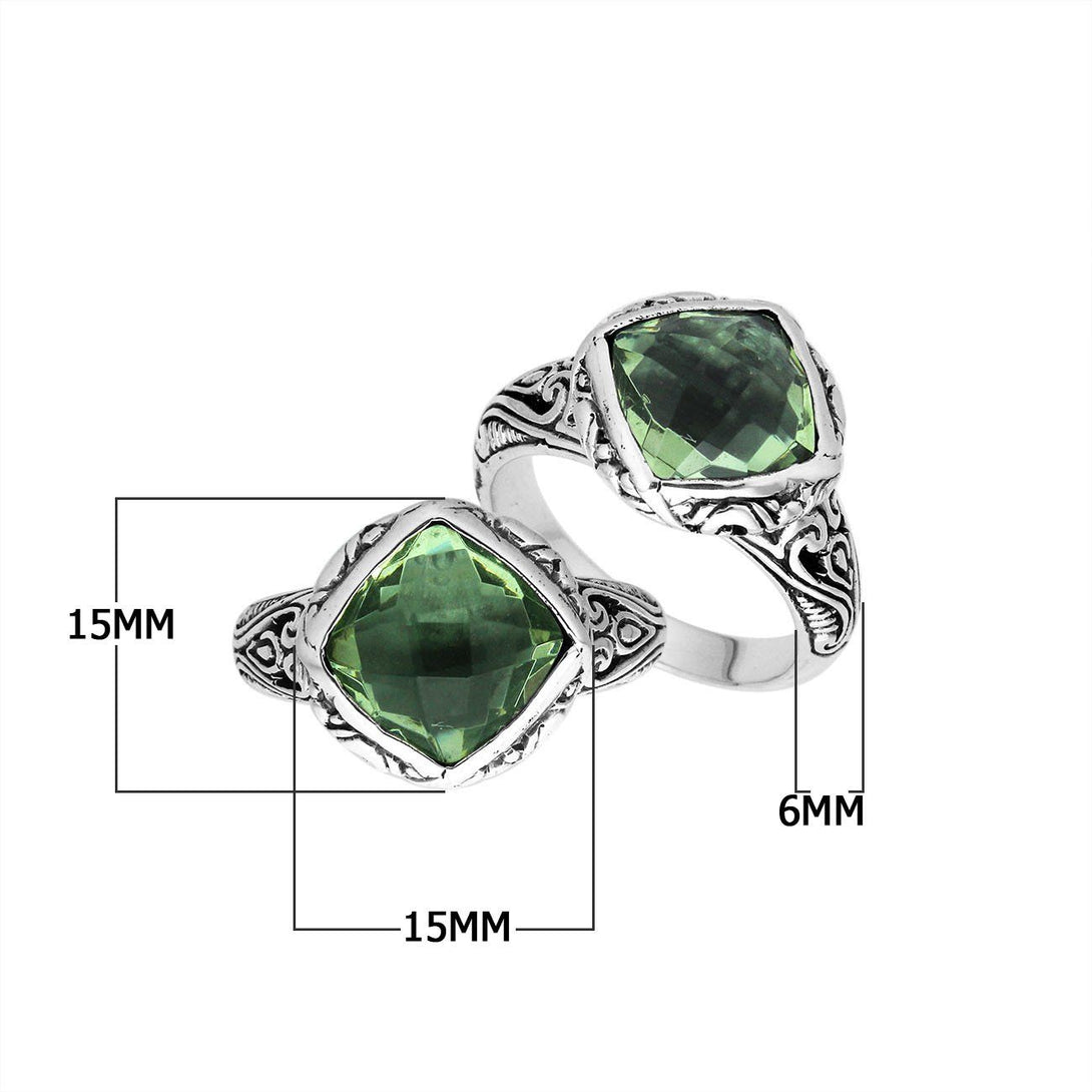 AR-6260-GAM-6" Sterling Silver Ring With Green Amethyst Q. Jewelry Bali Designs Inc 