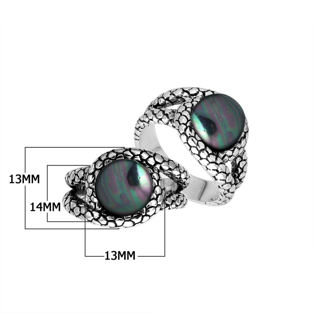 AR-6262-PEG-6" Sterling Silver Round Shape Ring With Gray Pearl Jewelry Bali Designs Inc 