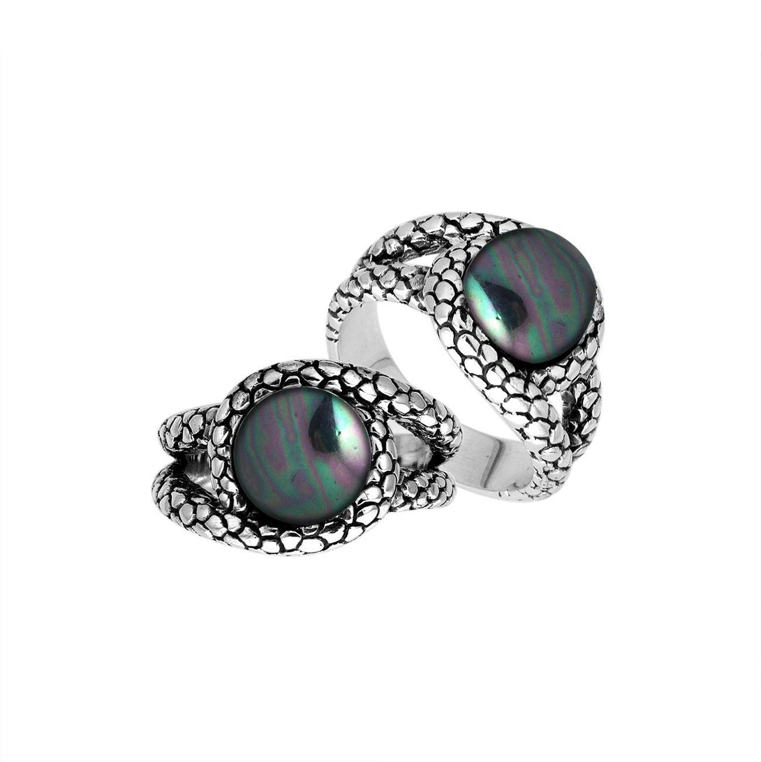 AR-6262-PEG-6" Sterling Silver Round Shape Ring With Gray Pearl Jewelry Bali Designs Inc 