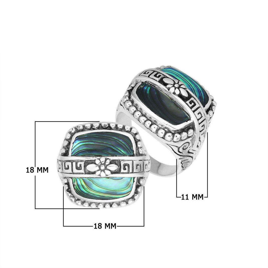 AR-6263-AB-6" Sterling Silver Ring With Abalone Shell Jewelry Bali Designs Inc 