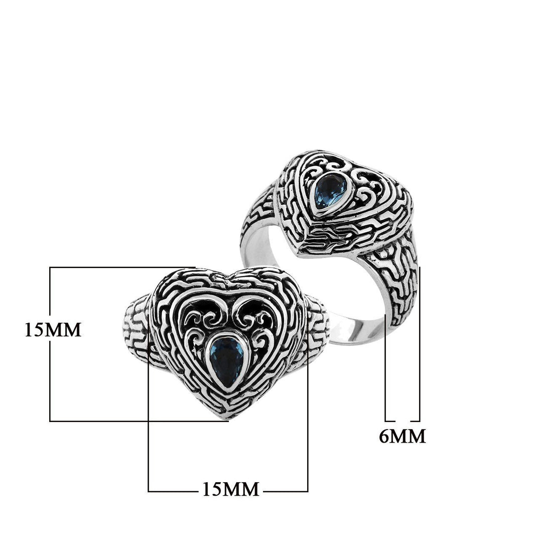 AR-6279-BT-6" Sterling Silver Ring With Blue Topaz Jewelry Bali Designs Inc 