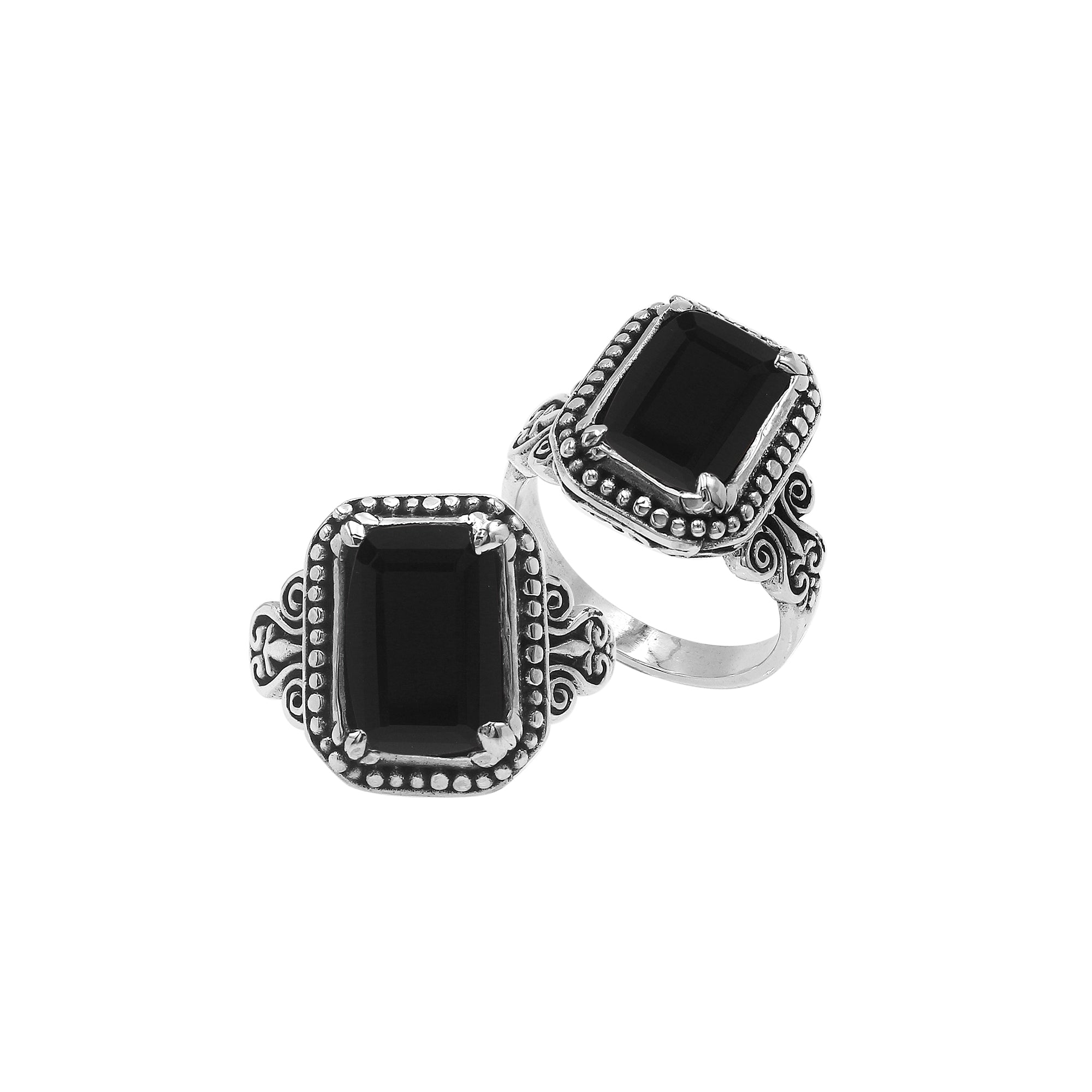 AR-6316-OX-9 Sterling Silver Ring With Onyx – Bali Designs Inc