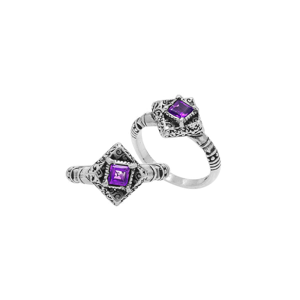 AR-6326-AM-6'' Sterling Silver Ring With Amethyst Q. Jewelry Bali Designs Inc 