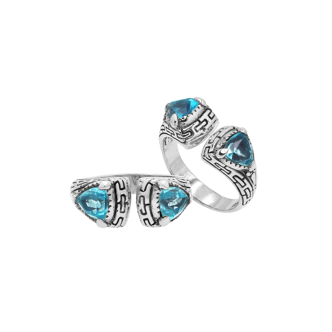 AR-6327-BT-6 Sterling Silver Ring With Blue Topaz Q. Jewelry Bali Designs Inc 