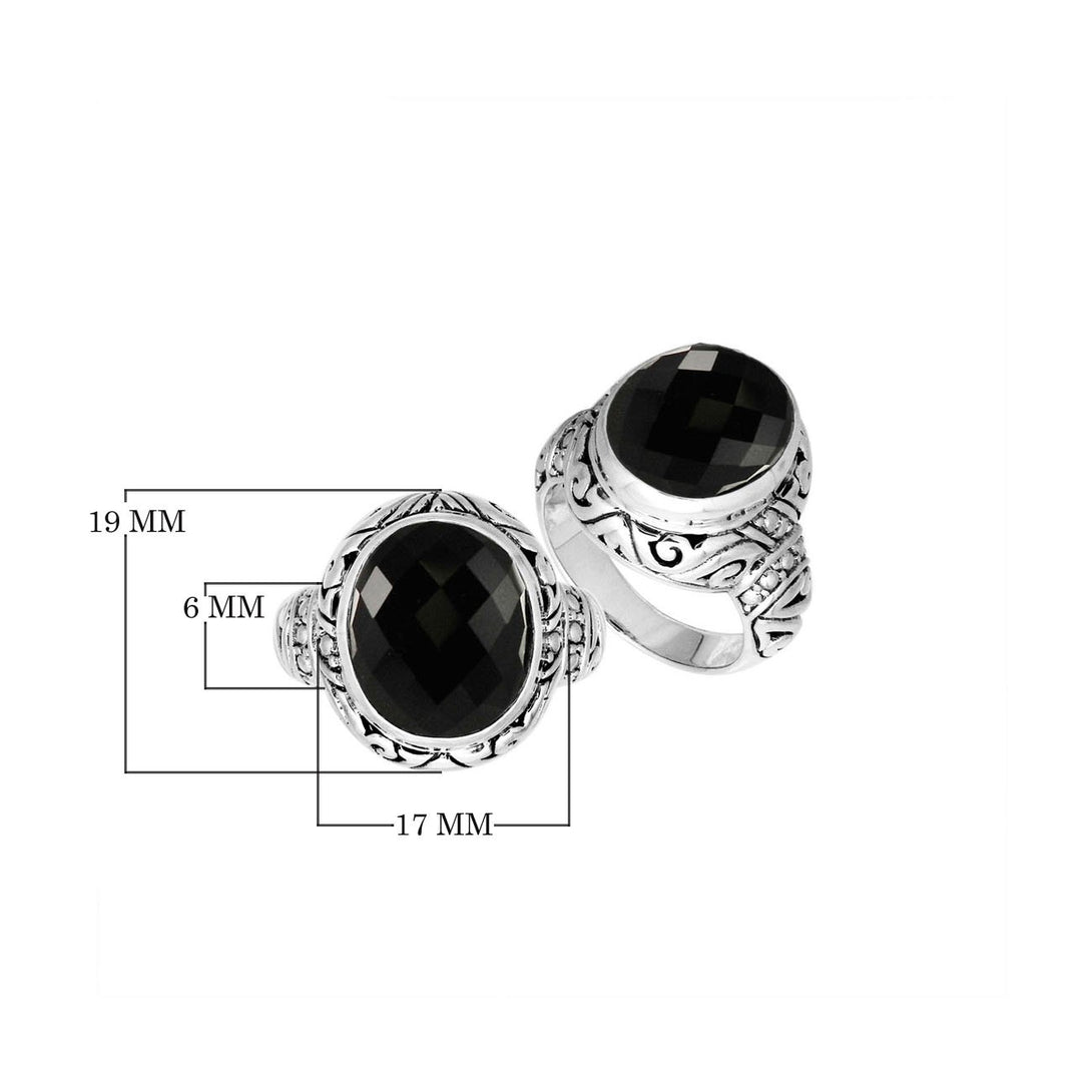 AR-8025-OX-6" Sterling Silver Ring With Black Onyx Jewelry Bali Designs Inc 