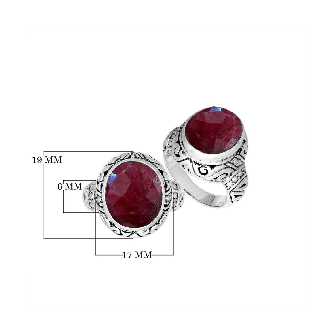 AR-8025-RB-6" Sterling Silver Ring With Ruby Jewelry Bali Designs Inc 