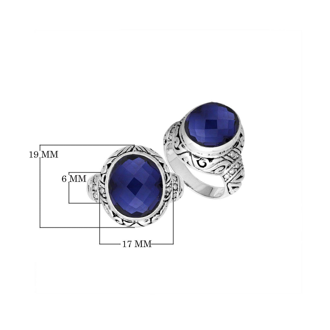 AR-8025-SP-6" Sterling Silver Ring With Blue Sapphire Jewelry Bali Designs Inc 