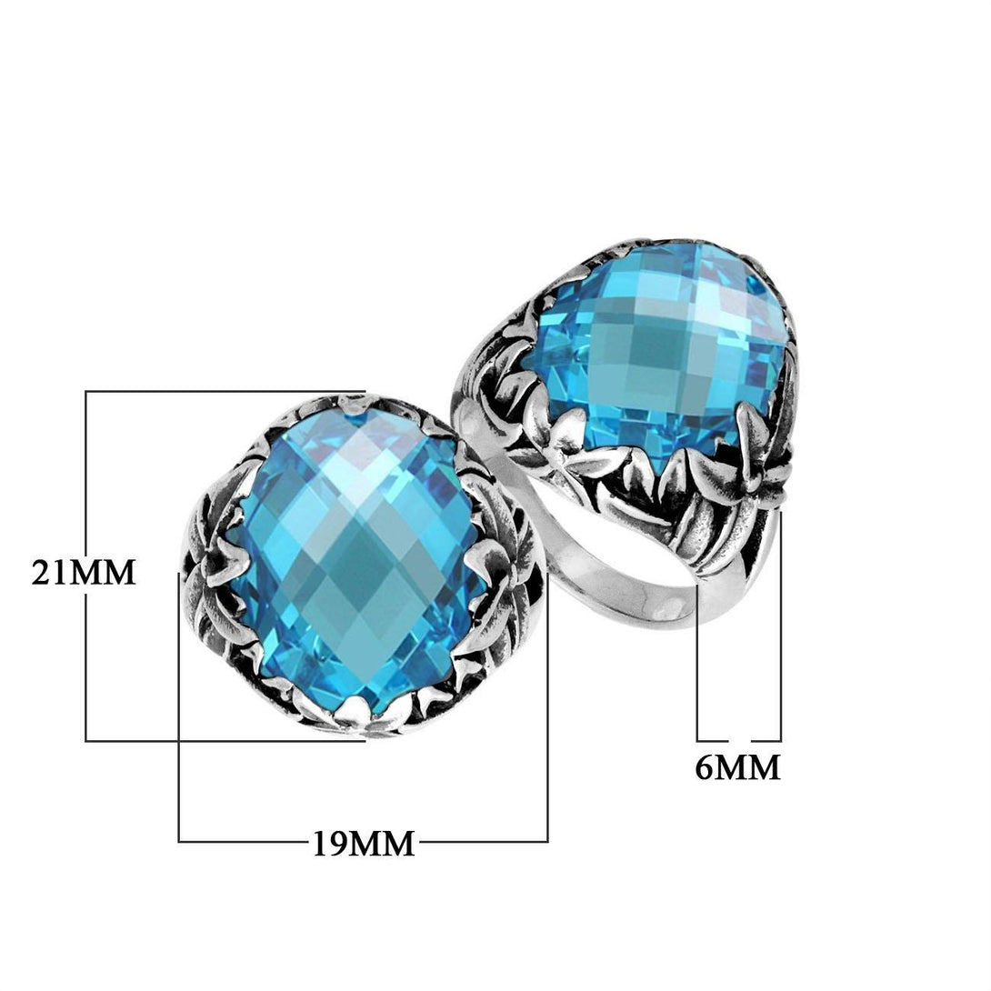 AR-8030-BT-6" Sterling Silver Ring With Blue Topaz Q. Jewelry Bali Designs Inc 