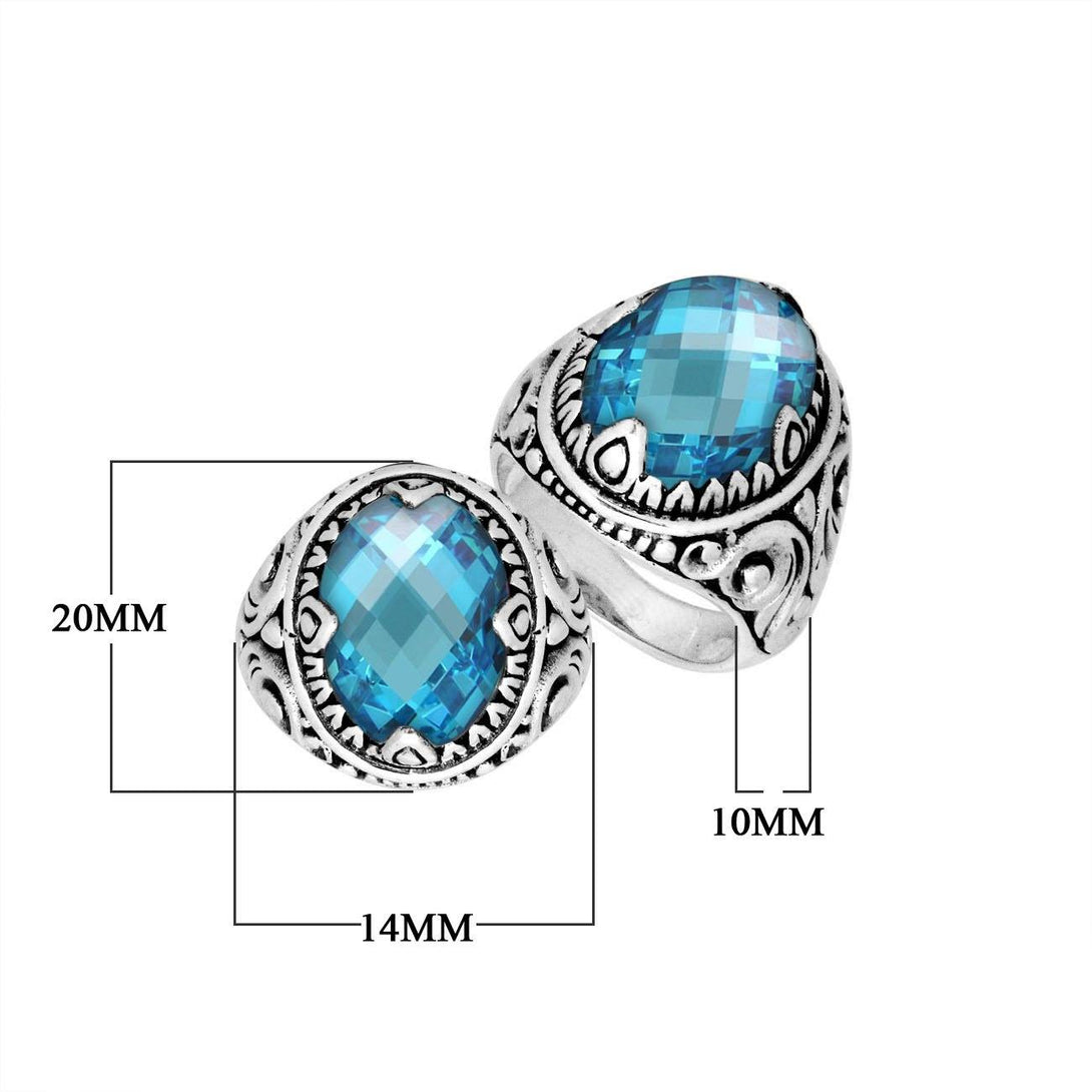 AR-8033-BT-6" Sterling Silver Ring With Blue Topaz Q. Jewelry Bali Designs Inc 