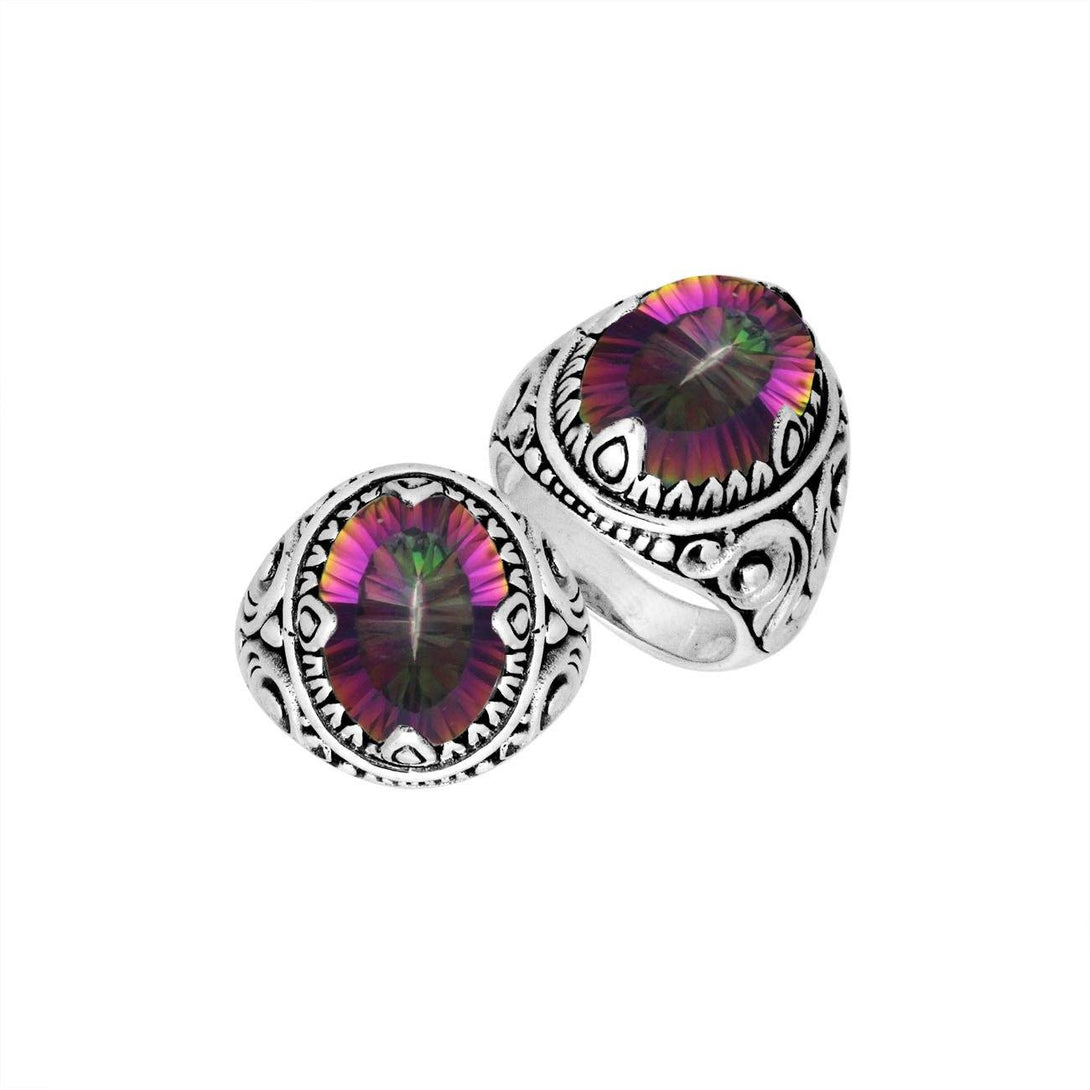 AR-8033-MT-6" Sterling Silver Ring With Mystic Quartz Jewelry Bali Designs Inc 