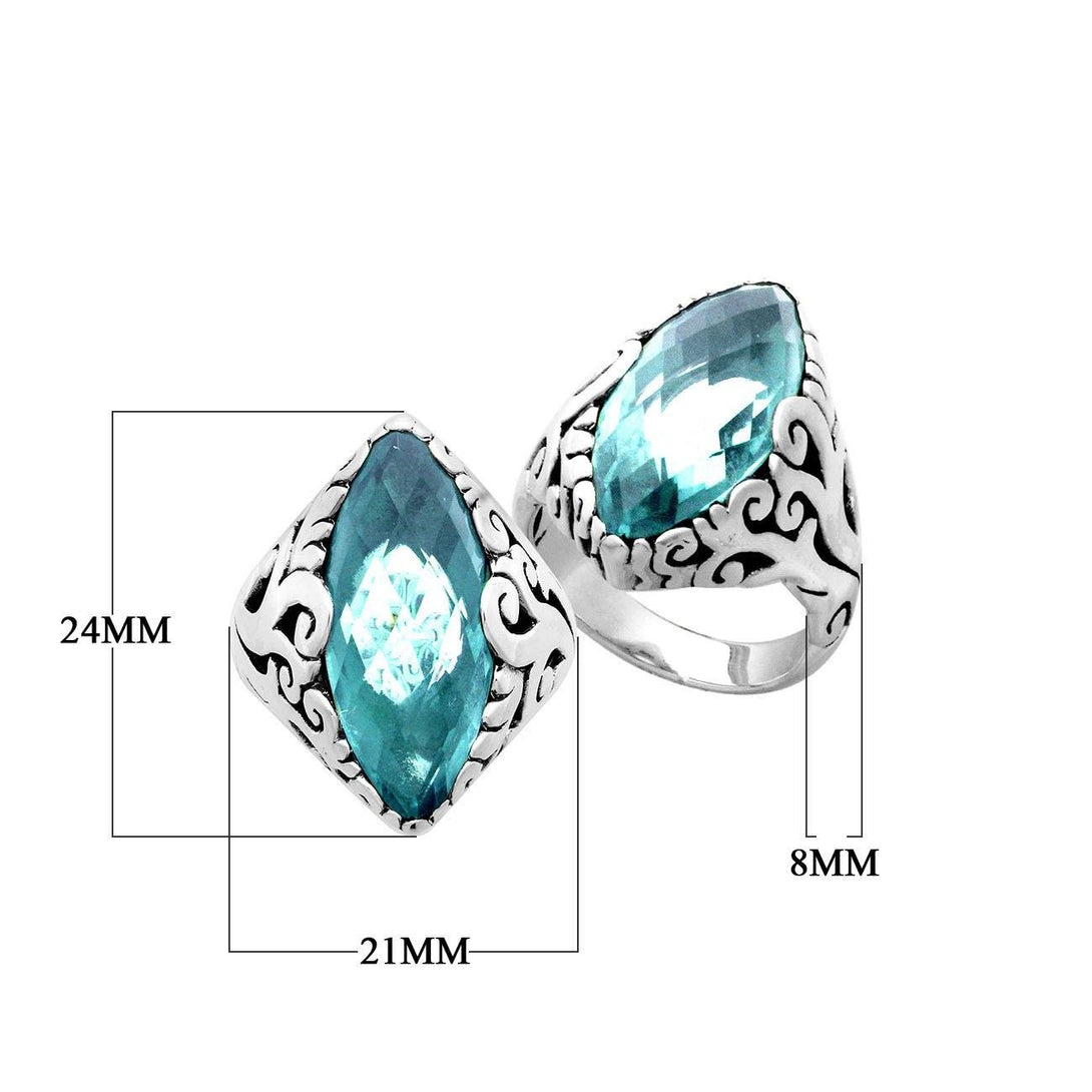 AR-8035-BT-6" Sterling Silver Ring With Blue Topaz Q. Jewelry Bali Designs Inc 