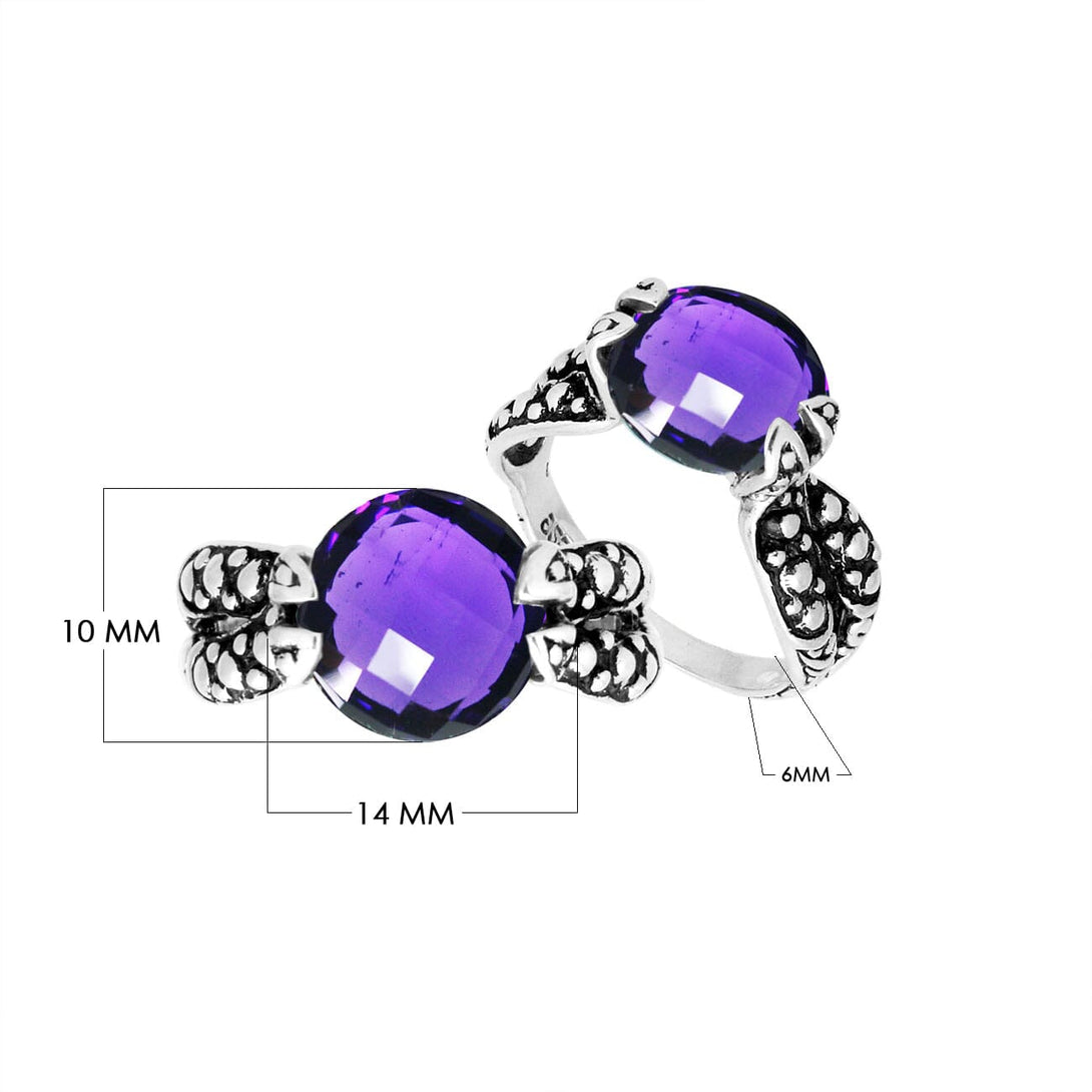 AR-9006-AM-6 Sterling Silver Ring With Amethyst Q. Jewelry Bali Designs Inc 