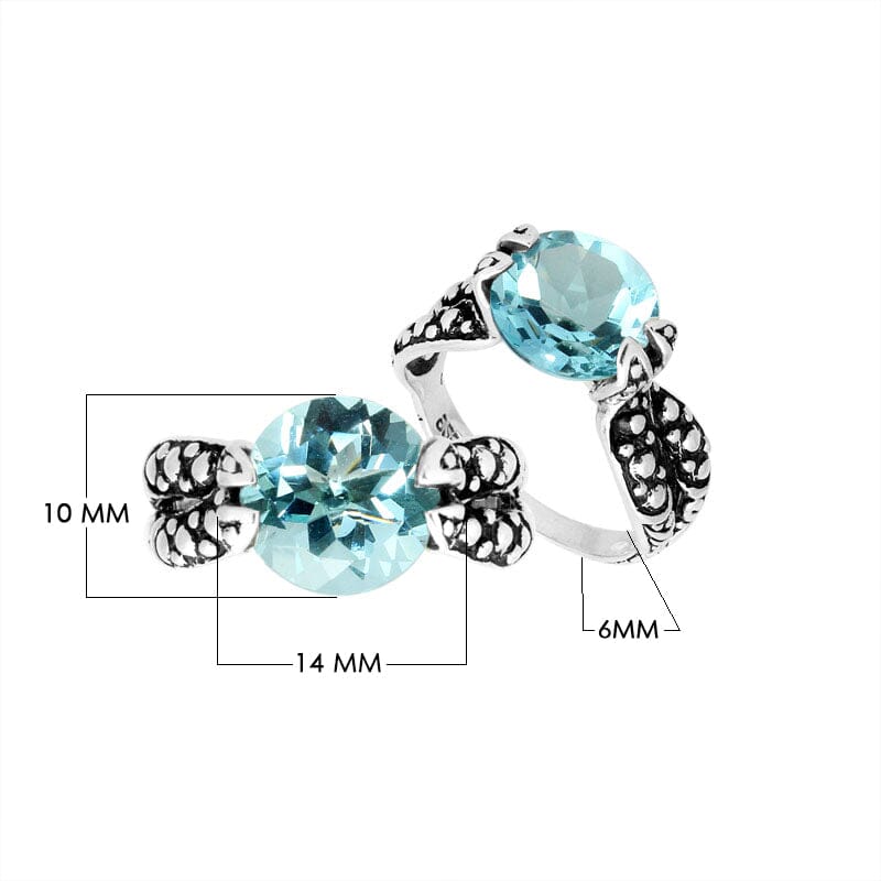 AR-9006-BT-6 Sterling Silver Ring With Blue Topaz Q. Jewelry Bali Designs Inc 