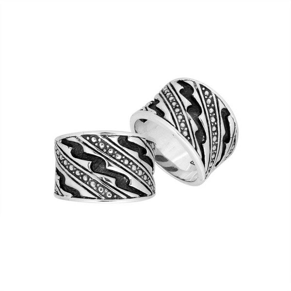 AR-9017-S-6" Sterling Silver Beautiful Design Round Ring With Plain Silver Jewelry Bali Designs Inc 