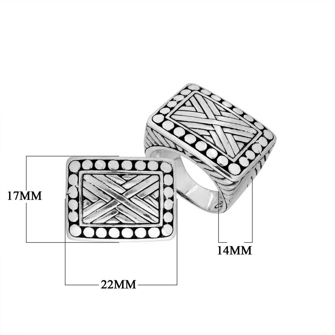 AR-9020-S-6'' Sterling Silver Designer Square Shape Ring With Plain Silver Jewelry Bali Designs Inc 