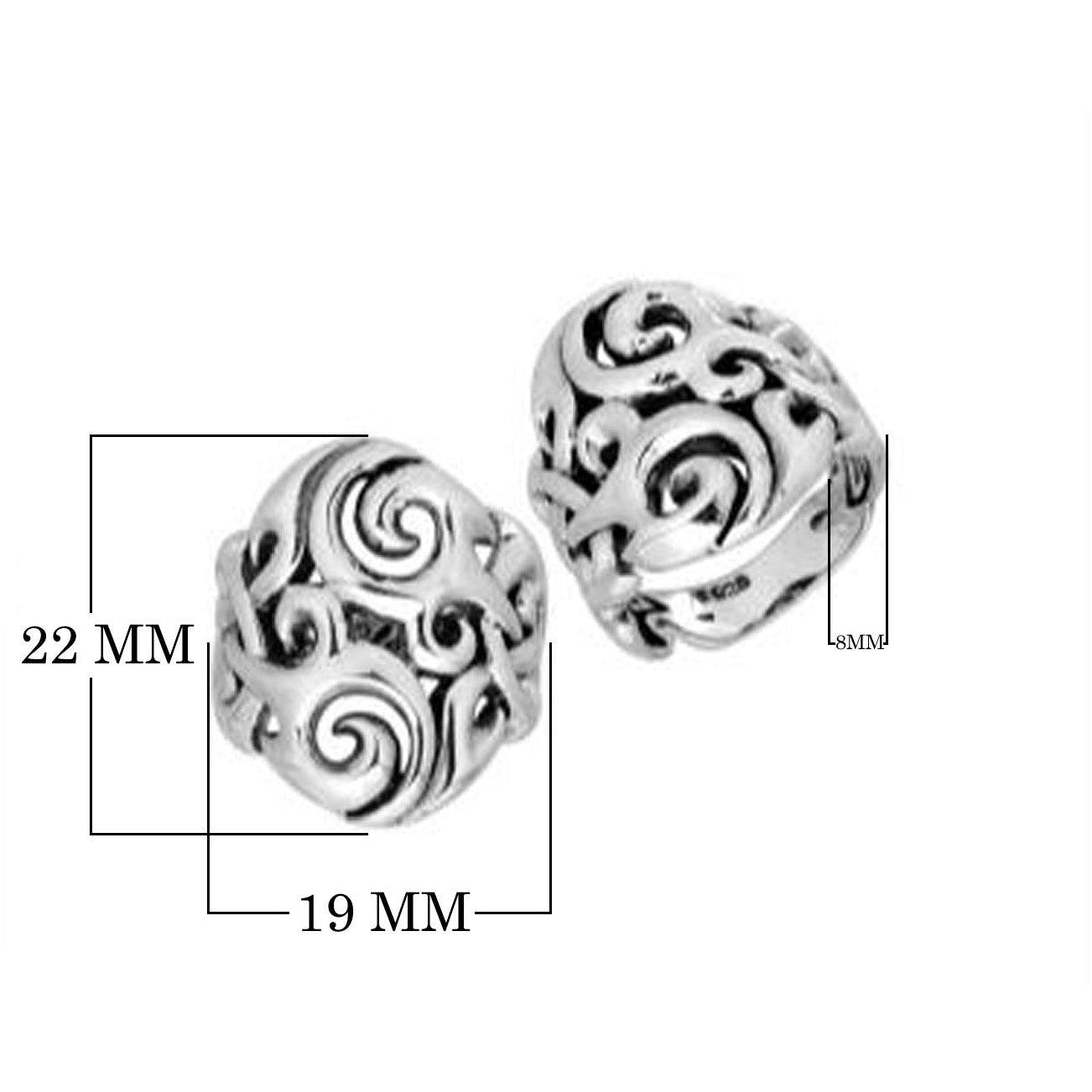 AR-9022-S-6'' Sterling Silver Pretty Designer Ring With Plain Silver Jewelry Bali Designs Inc 