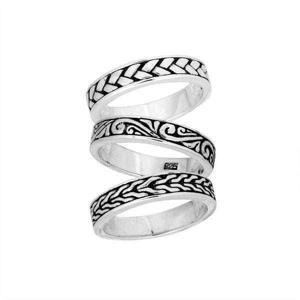 AR-9026-S-6'' Sterling Silver Lovely,Pretty Designer Round Ring With Plain Silver Jewelry Bali Designs Inc 