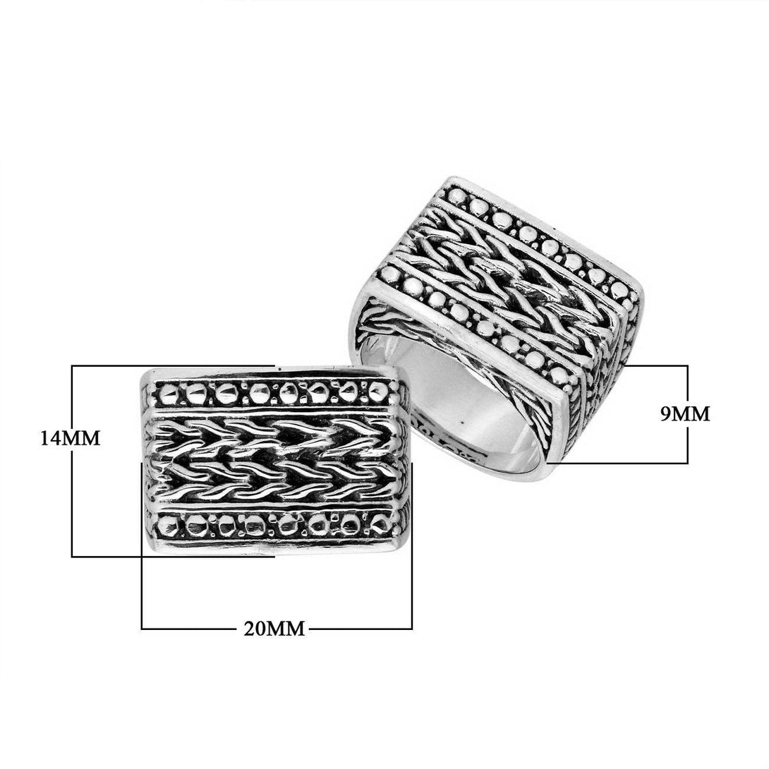 AR-9037-S-6'' Sterling Silver Designer Square Shape Ring With Plain Silver Jewelry Bali Designs Inc 