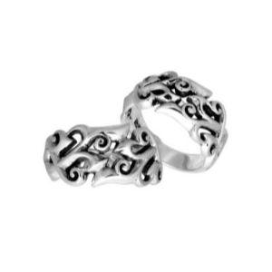 AR-9059-S-6" Sterling Silver Designer Ring With Plain Silver Jewelry Bali Designs Inc 